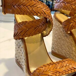 Stuart Weitzman leather wedge sandal size 9.5